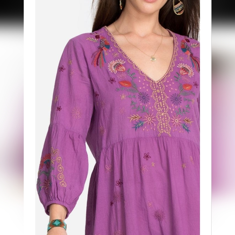 NWT Johnny Was Workshop LUCY EASY TIERED DRESS purple size xs - Picture 2 of 13